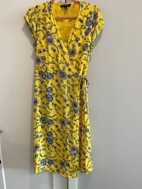 Yellow Floral Wrap Dress
